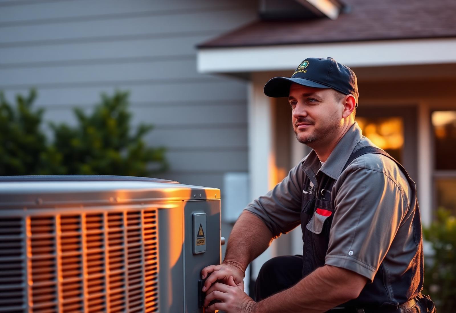 HVAC technician servicing an air conditioning unit